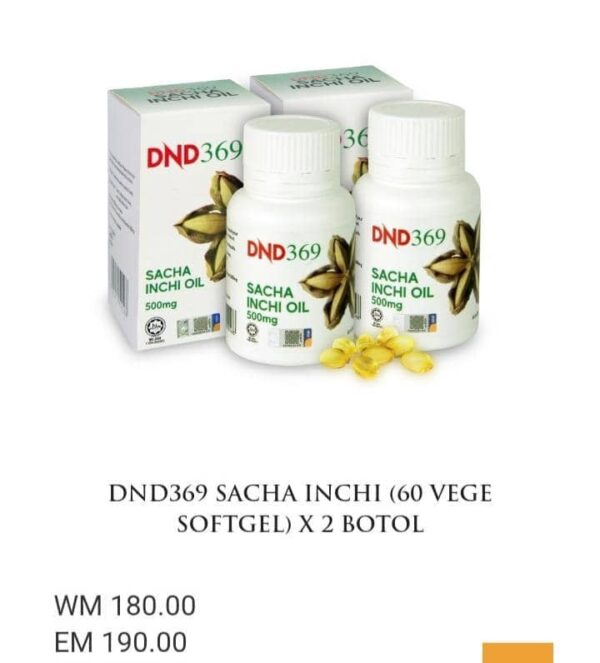 ORIGINAL DND369 SACHA INCHI OIL (60 VEGE SOFTGEL) × 2 BOTOL