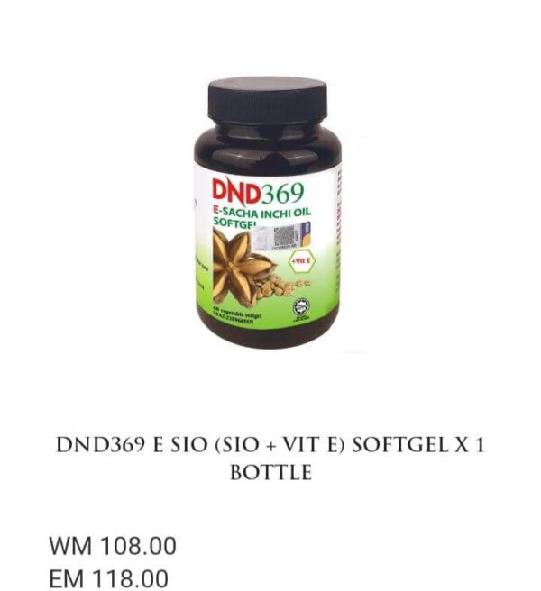 ORIGINAL DND369 E-SACHA INCHI OIL (SIO+VIT E : 60 VEGE SOFTGEL) × 1 BOTOL