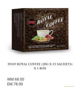 ORIGINAL DND ROYAL COFFEE (20G × 15 SACHETS) × 1 BOX
