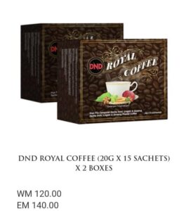ORIGINAL DND ROYAL COFFEE (20G × 15 SACHETS) × 2 BOX