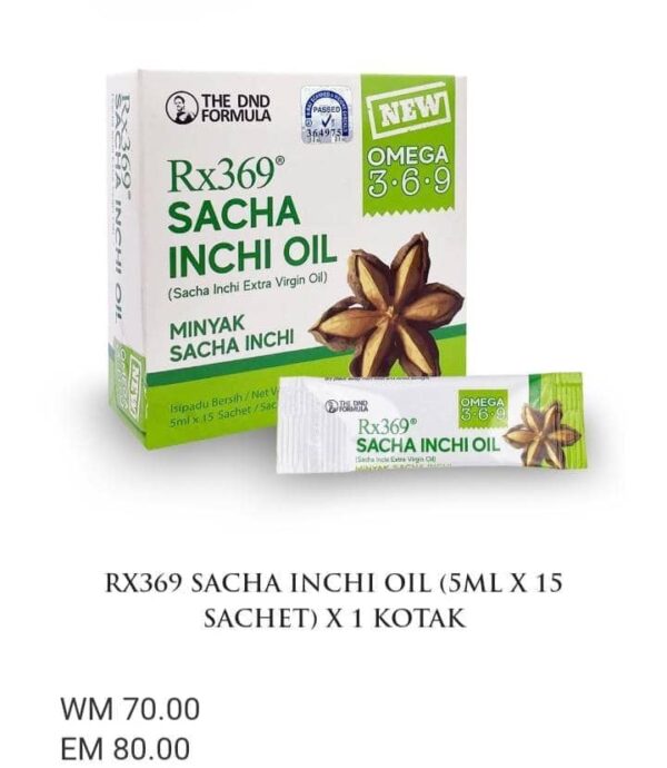 ORIGINAL RX369 SACHA INCHI OIL (5ML × 15 SACHET) × 1 KOTAK