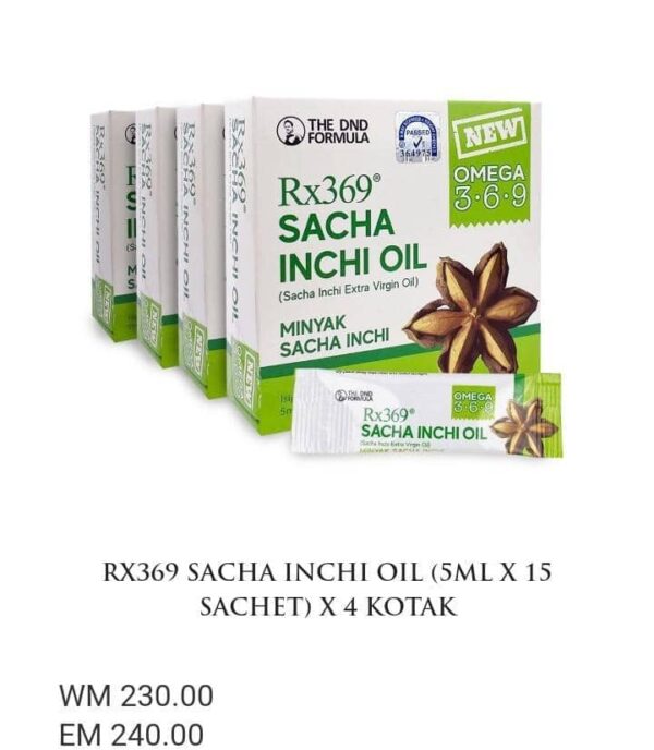 ORIGINAL RX369 SACHA INCHI OIL (5ML × 15 SACHET) × 4 KOTAK