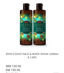 ORIGINAL DND CLENZ FACE & BODY WASH (220ML) X 2 BTL