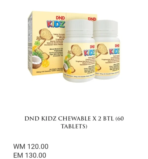 ORIGINAL DND KIDZ CHEWABLE X 2 BTL (60 TABLETS)