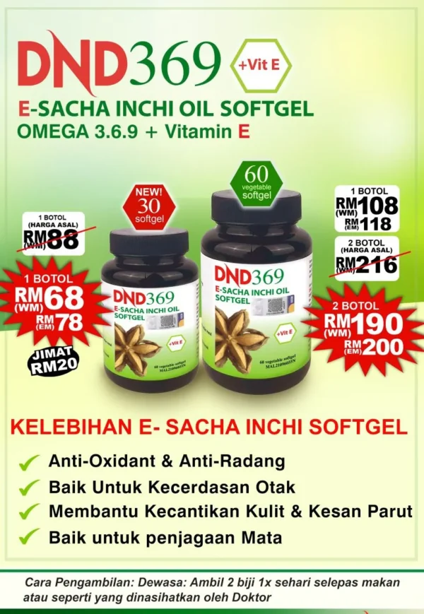 ORIGINAL : 30 BIJI : DND369 E – SACHA INCHI OIL : MINI BOTOL - Image 2