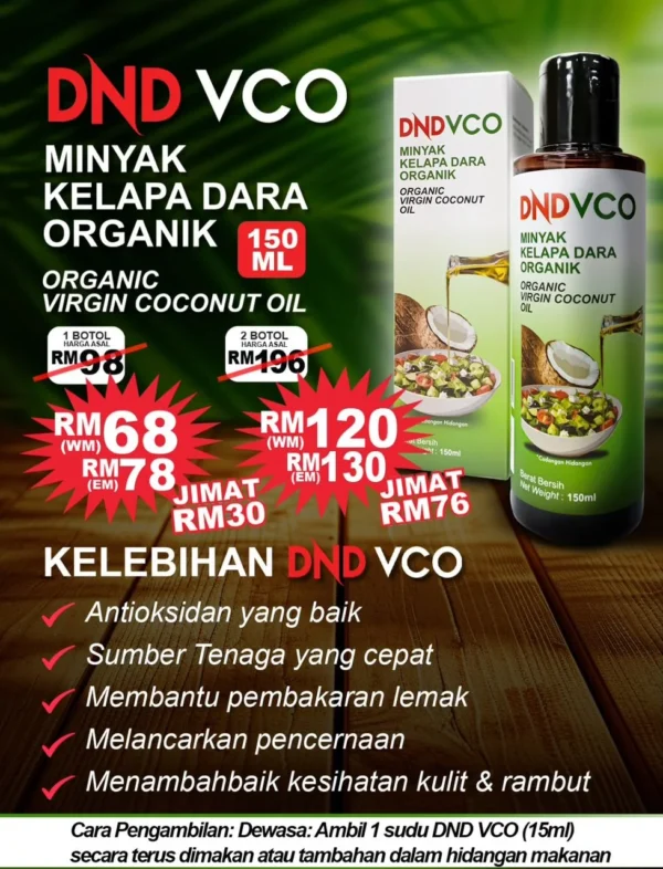 DND VCO (MINYAK KELAPA DARA ORGANIK) 150ML X 1 BOTOL