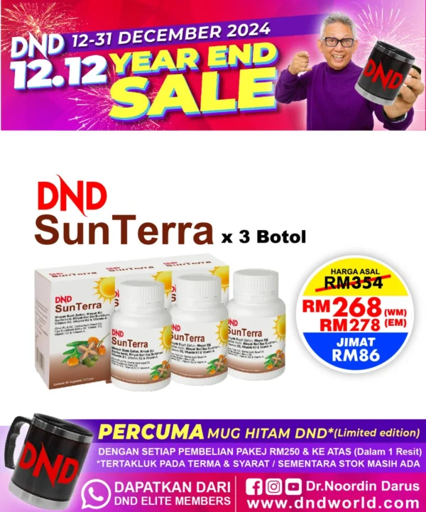 ORIGINAL : PACKAGE 14: DND SUNTERRA SOFTGEL (60 SOFTGEL) X 3 BOTTLES