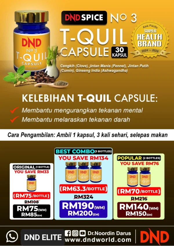 ORIGINAL : 1 BOTOL : DND NO.3 T-QUIL (30 CAP) - DND SPICE. - Image 2