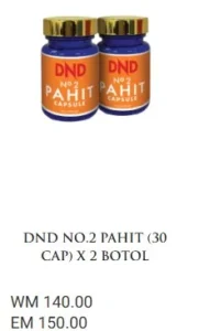 ORIGINAL : 2 BOTOL : DND NO.2 PAHIT (30 CAP) - DND SPICE.