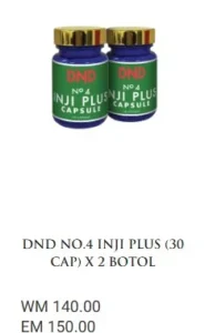 ORIGINAL : 2 BOTOL : DND NO.4 INJI PLUS (30 CAP) - DND SPICE.