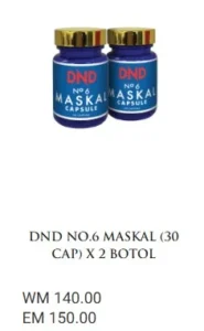 ORIGINAL : 2 BOTOL : DND NO.6 MASKAL (30 CAP) - DND SPICE.