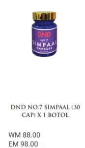 ORIGINAL : 1 BOTOL : DND NO.7 SIMPAAL (30 CAP) - DND SPICE.