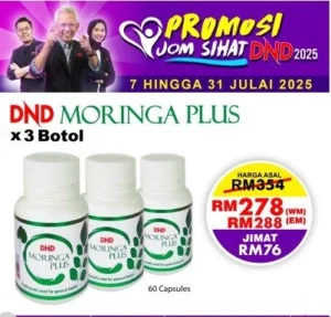 ORIGINAL  : PACKAGE 10: DND MORINGA PLUS - 60 VEGE CAPSULE X 3 BOTOL