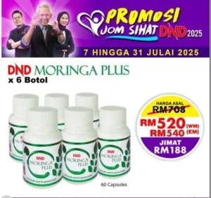 ORIGINAL :PACKAGE 11: DND MORINGA PLUS - 60 VEGE CAPSULE X 6 BOTOL