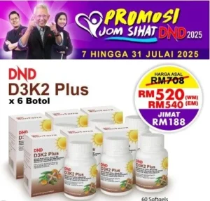 ORIGINAL  : package 13: DND D3K2 PLUS SOFTGEL (60 SOFTGEL) X 6 BOTTLES
