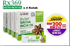 ORIGINAL : RX369 SACHA INCHI OIL (5ML X 15 SACHETS) X 4 KOTAK