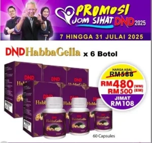ORIGINAL  :PACKAGE 19: DND HABBAGELLA 60 CAPSULE X 6 BOTOL
