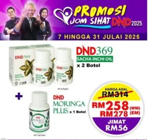 ORIGINAL : PACKAGE 4: 2 BOTOL DND369 SIO SOFTGEL + 1 BOTOL DND MORINGA PLUS