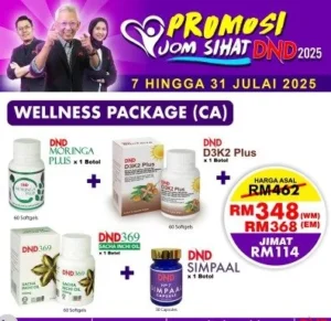 ORIGINAL : PACKAGE 1: (1 DND369 SIO (60 softgel) +1 DND MORINGA PLUS (60 cap) + 1 DND D3K2 PLUS (60 softgel)+ 1 DND SIMPAAL (30 cap)