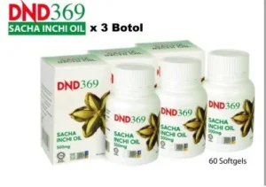 ORIGINAL : PACKAGE 6- DND369 SACHA INCHI (60 VEGE SOFTGEL) X 3 BOTOL