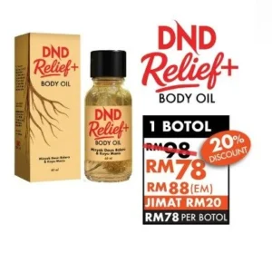 ORIGINAL : DND RELIEF+ BODY OIL (60ML) x 1 botol