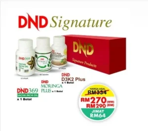 ORIGINAL :DND SIGNATURE: WELLNESS PACKAGE (1 BOTOL DND369 SIO SOFTGEL + 1 BOTOL DND MORINGA PLUS + 1 BOTOL DND D3K2 PLUS SOFTGEL)